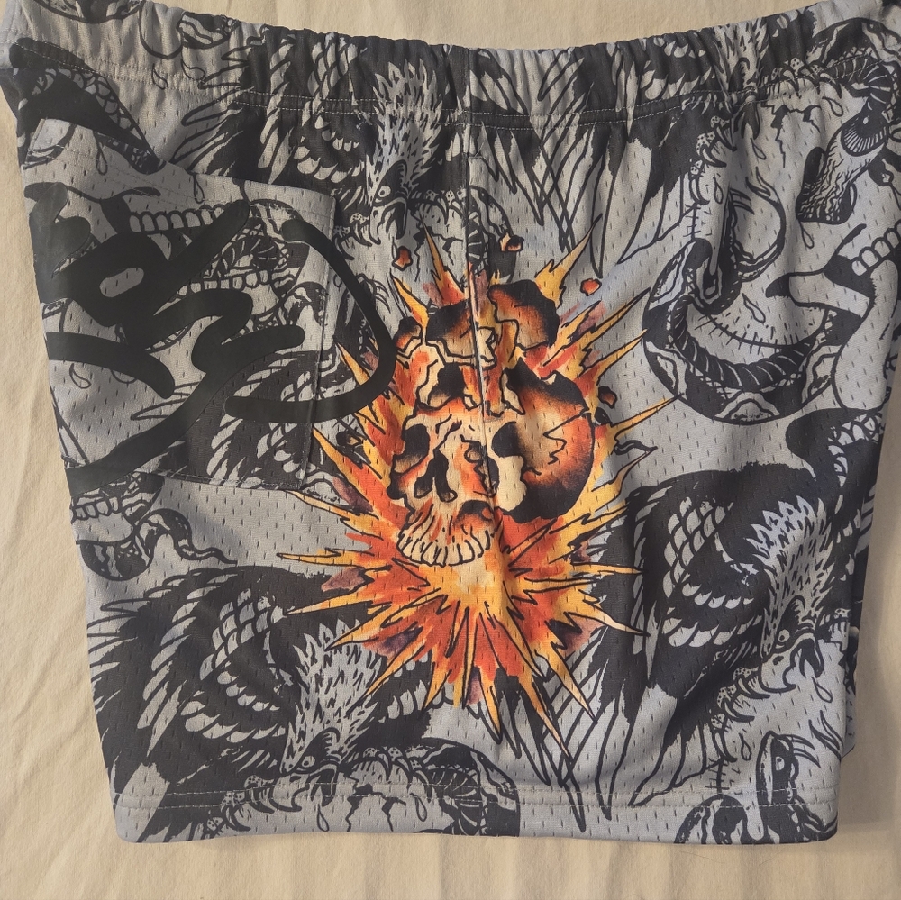 Ed Hardy Gray Graphic Shorts